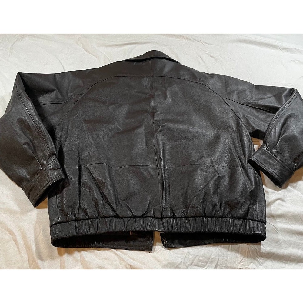 St. John's Bay Black Leather Jacket, Large - Picture 3 of 13